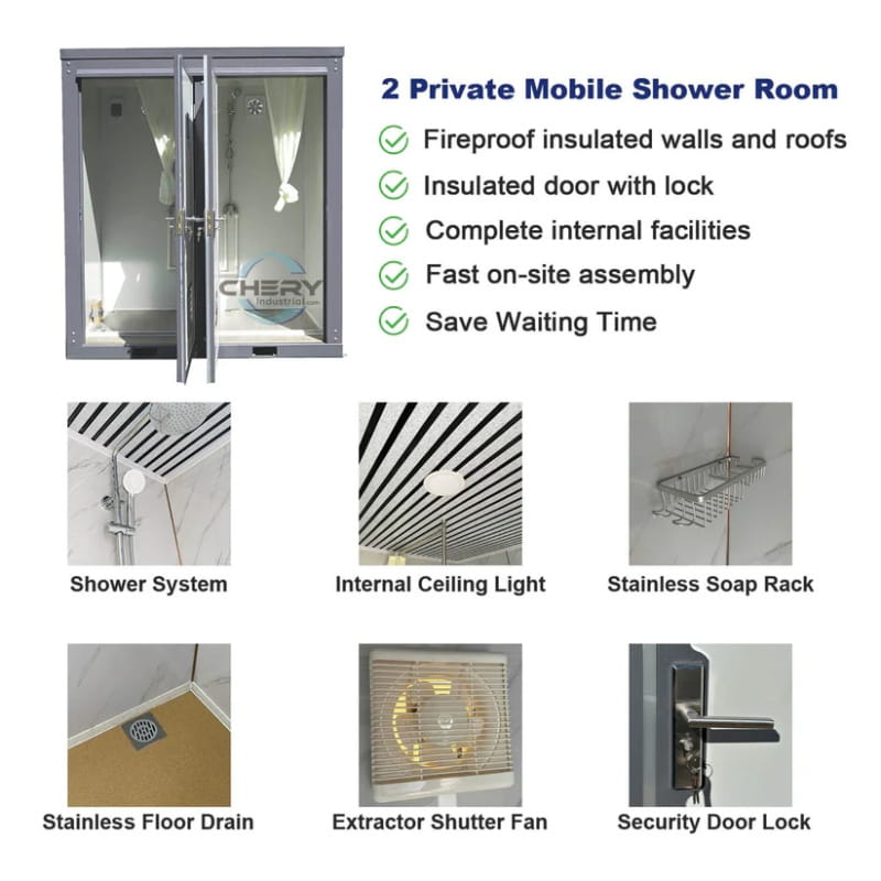 Bastone Portable Shower with 2 Rooms