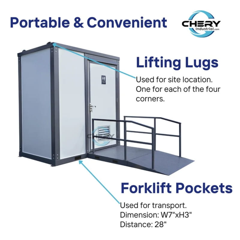 Bastone Handicap-Accessible Portable Restroom with Ramp