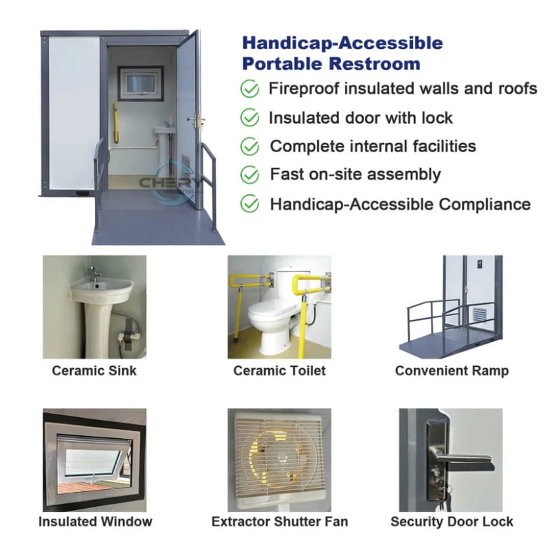 Bastone Handicap-Accessible Portable Restroom with Ramp