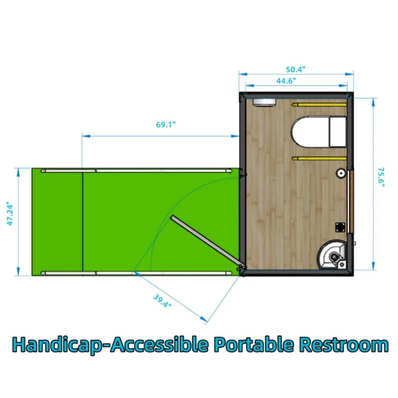 Bastone Handicap-Accessible Portable Restroom with Ramp
