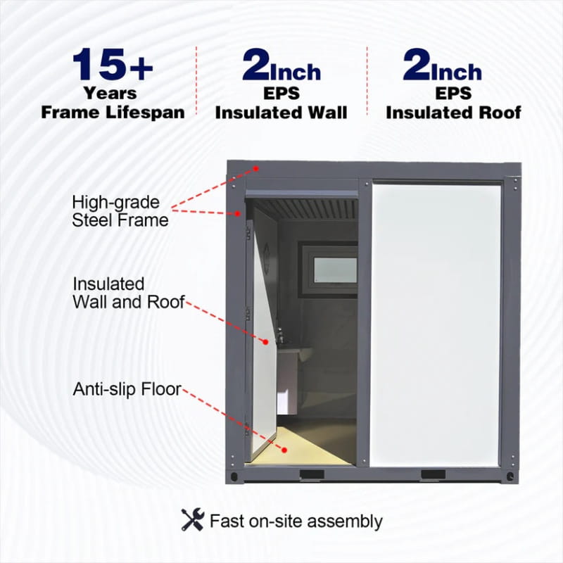 Bastone Portable Restroom with Acrylic Shower - Large