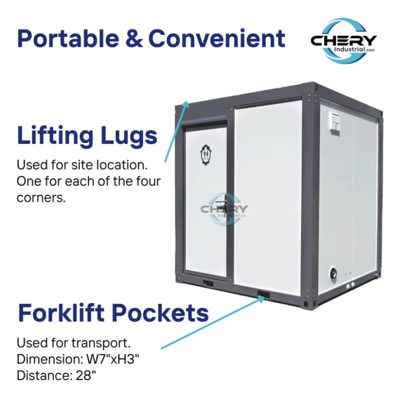 Bastone Portable Restroom with Curtain Style Shower - Large