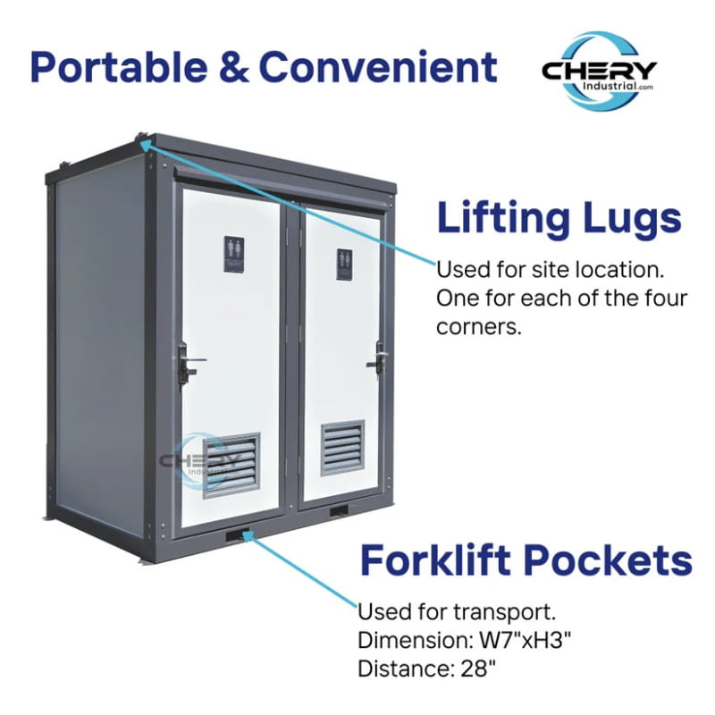 Bastone Portable Restroom with Two Private Stalls