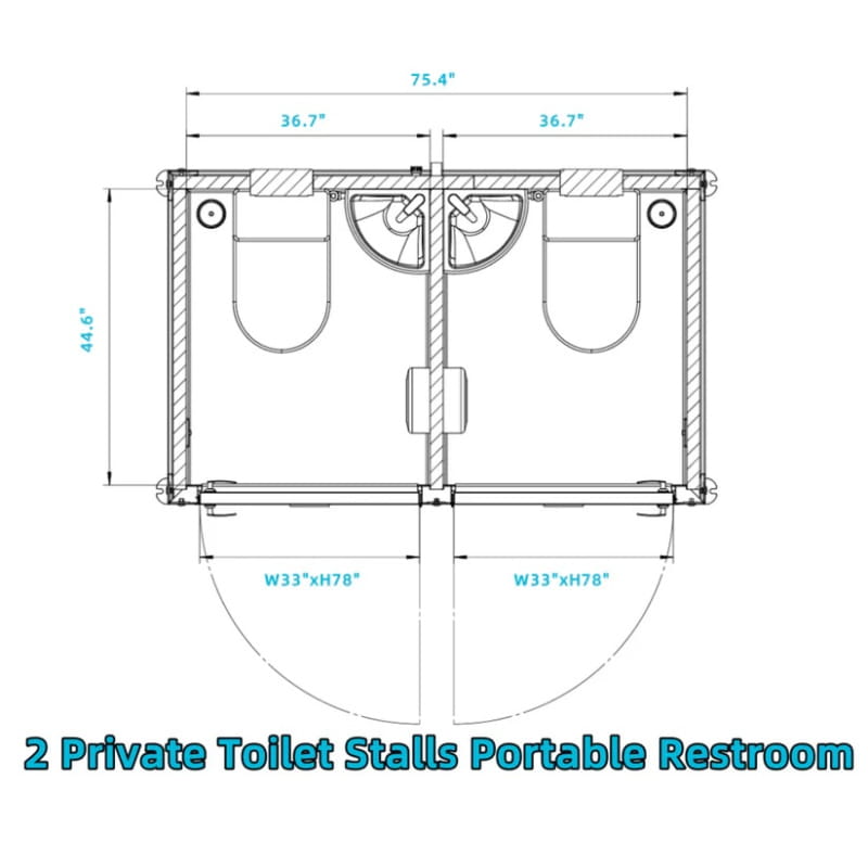Bastone Portable Restroom with Two Private Stalls