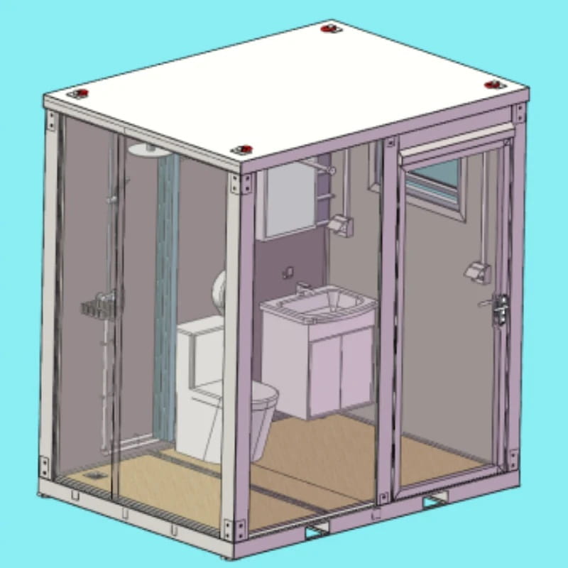 Bastone Portable Restroom with Curtain Style Shower - Small