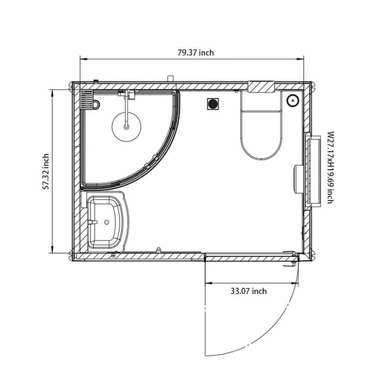 Bastone Portable Restroom with Acrylic Shower - Small